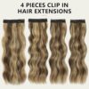 Glamorous Brunette Transformation: 20" Mixed Brown & Blonde Wavy Clip-in Hair Extensions for Women