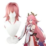 Pink Yae Miko Wig Cosplay clothing Wig Anime synthetic with wig cap (Yae Miko)