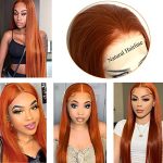 Ginger Orange Synthetic Lace Front Wig – Long Silky Straight Hair for Natural Elegance, Heat Resistant Fiber Ideal for Cosplay and Special Occasions