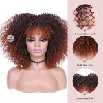 Hanne Fashion Kinky Curly Wig with Bangs - Ombre Auburn Afro Bomb Curly Wig for a Charming Daily Look
