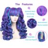 Long Curly Cosplay Wig with 2 Ponytails in Mesmerizing Blue and Purple Hues