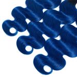 Dive into Elegance with Ombre Blue Human Hair Bundle – Experience the Allure of Pure Blue Colored Body Wave Extensions