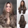 HAIRCUBE Long Brown Lace Front Wigs – Embrace Effortless Elegance with Natural Straight Layers and Highlights for a Truly Stylish Look