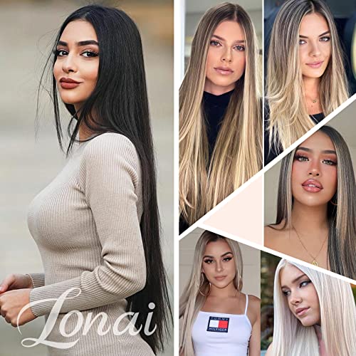 Clip-In Hair Extensions - 6PCS Straight 24" Blonde Hair Extensions for Women - Heat Resistant Synthetic Hairpiece in Platinum Blonde, Instant Volume, Lightweight, Secure Fit
