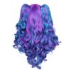 Long Curly Cosplay Wig with 2 Ponytails in Mesmerizing Blue and Purple Hues