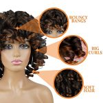 Enhance Your Everyday Look with Natural Black to Brown Fluffy Curly Wig - Heat Resistant Beauty!