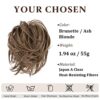 Effortless Chic Messy Bun Hair Piece - Synthetic Tousled Ponytail Extensions for Quick and Stylish Updos in Brunette/Ash Blonde Hues