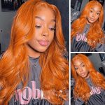 28 Inch Ginger Lace Front Wigs Human Hair Pre Plucked - Body Wave HD Orange Lace Frontal Human Hair Colored Wig