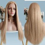 Golden Blonde Synthetic Lace Front Wig - 13*3.5 Long Straight Middle Part - Glueless Cosplay Lace Wig for Glamorous Looks