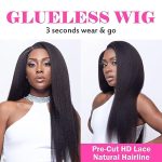 FQ Ready-to-Wear Kinky Straight HD Lace Wig for Effortless Style - 18 Inch