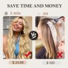 Blonde Clip in Hair Extensions for Women, a set of 4pcs Long Wavy Synthetic Thick Hairpieces