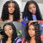 14 Inch Water Wave Closure Bob Wig - 4x4 Lace Front, 12A Grade Wet and Wavy for Natural Beauty