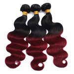 🔥 Burgundy Blaze Collection: Kapelli 10A Ombre Brazilian Body Wave Hair Bundles (14 16 18) - Unleash Your Style with Ombre Virgin Remy Human Hair! 🔥