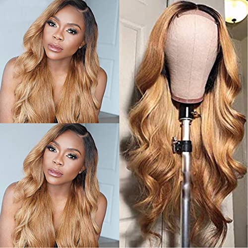 YiweYowe Honey Blonde Ombre Body Wave Lace Closure Wig - Effortless Elegance for Every Occasion
