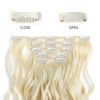 Curly Wave Clip-In Hair Extensions - 5-Piece Set for Cheap Full Head Volume, 18" Synthetic Length - Natural Blonde Transformation