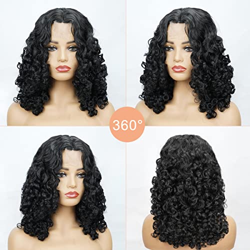 Short Curly Afro Wig for Black Women - Shoulder Length Bob Wig for Effortless Style with Heat-Resistant Synthetic Fiber