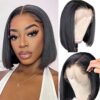 Ali Grace 13x4 Lace Front Bob Wigs - 10 Inch Glueless Brazilian Virgin Hair with Pre Plucked Bleached Knots