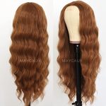 Long Wavy Hair Ginger Color Synthetic Lace Front Wigs