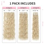 Clip In Hair Extensions,6PCS Hair Extensions Long Mermaid Waves Wavy Synthetic Clip On Hairpiece For Women 24 Inch (Cool Blonde)