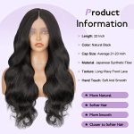 Long Wavy Black Lace Front Wig - Unveiling the Allure of HD Lace, 13x4x1 Middle Part, and Heat Resistance (24 Inch, 1B)