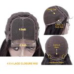 STOGEDEST 4x4 Body Wave Lace Front Wig - 16 Inch Brazilian Human Hair, Natural Color, 180% Density, Glueless Closure Wig