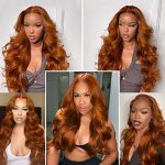13X4 Orange Ginger Brown HD Lace Front Human Hair Wig - Body Wave Brazilian Virgin Hair for a Natural and Vibrant Look