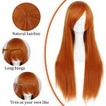 32-Inch Orange Wig - Anogol's Long Straight Wig with Bangs: Perfect for Anime Cosplay and Halloween Costumes