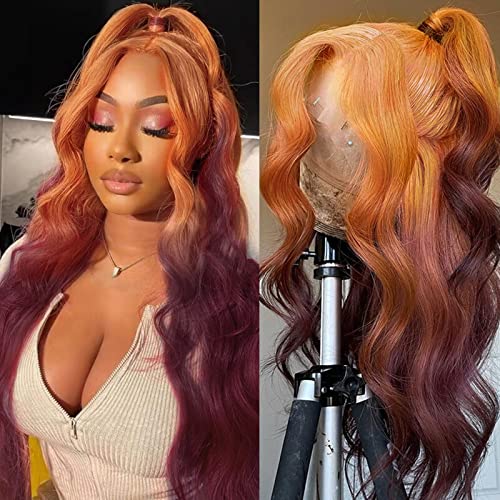 Ginger Purple Ombre Lace Front Wig Human Hair 13x4 Body Wave - Two Tones Glueless Wig for a Vibrant Style Statement