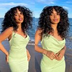 Black Long Curly Afro Wig – 17 Inch Synthetic Wig with Bangs for Effortless Style