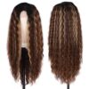 FEEL ME 28" Deep Wave Frontal Wig: Embrace Daily Elegance with Ombre Highlights and Simulated Scalp for a Realistic Look