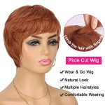 Hair Glueless Wear and Go Wig Ginger Pixie Cut Human Hair Wigs for Black Women Short