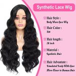 Synthetic Wigs For Black Women Long Black Lace Front Wig 26inch Body Wave
