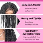 SUPERNOVA Glueless Box Braided Wig - Long Synthetic 4x4 Lace Front Braided Wig with Baby Hair (Natural Black)