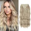 Yacurcur Clip in Hair Extensions - 4PCS of Synthetic Long Wavy Hair in Gorgeous Dirty Blonde, 20 Inches of Volume and Style