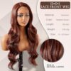 cuiud Reddish Brown Body Wave Lace Front Synthetic Wig - Effortless Elegance with 13x5x1 Long Side Part Bombshell Wig