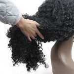 Long Afro Curly Wig with Bangs - Deep Curly Wigs for Black Women, High-Density Synthetic Full Wig in Natural Black