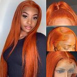 Ginger Elegance Unleashed: 24-Inch Straight Lace Front Human Hair Wig with HD Lace - Perfect for Appointments and Themed Parties