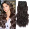 4PCS Brunette Brown Hair Extensions - Full Head, 20 Inch