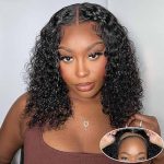 Bob Wig Human Hair Pre Plucked Cut Lace for Beginners 180% Density Upgraded No Glue Water Wave 4x4 HD Lace Closure Wigs for Black Women with Baby Hair Natural Color (14 inch)