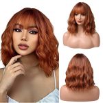 Incohair Dark Orange Short Curly Bob Wig - Vibrant and Heat-Resistant Synthetic Hair for Effortless Cosplay and Party Glam