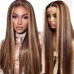 Elevate Your Style with ALISFEEL 4x4 Highlight Lace Closure Wig - Experience 10A Grade Brazilian Virgin Human Hair in Stunning 4/27 Ombre Colored Straight Wig