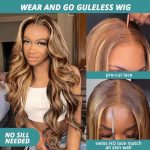Effortless Beauty Unleashed: 24 Inch Wear And Go 5x5 HD Lace Closure Body Wave Wig - Ombre Highlight Honey Blonde Elegance