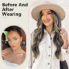 ALXNAN 20-Inch Black Mix Blonde Long Wavy Clip-in Hair Extensions - Natural Soft Synthetic Hairpieces for Women