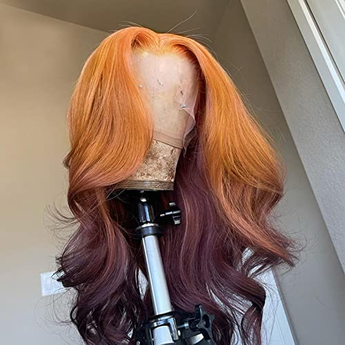 Ginger Purple Ombre Lace Front Wig Human Hair 13x4 Body Wave - Two Tones Glueless Wig for a Vibrant Style Statement