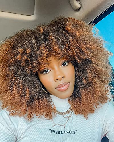 Dazzle in Diversity: Ombre Brown Afro Wig - 14 Inch