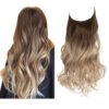 SARLA Ombre Invisible Wire Hair Extension - Adjustable Wavy Curly Hairpiece, Perfect for Effortless and Damage-Free Hairstyles
