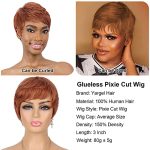 Hair Glueless Wear and Go Wig Ginger Pixie Cut Human Hair Wigs for Black Women Short