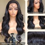Body Wave Lace Front Wig - Pre Plucked, Synthetic Bombshell Wig in Natural Black, 24 Inches