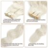 20 Inch Wavy Curly Tape in Hair Extensions Invisible Tape Extensions Seamless Skin
