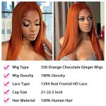 Ginger Lace Front Human Hair Wig - 13X4 HD Straight Transparent Lace Frontal Wig, 180% Density, Glueless Pre-Plucked with Baby Hair, Perfect for a Striking Look